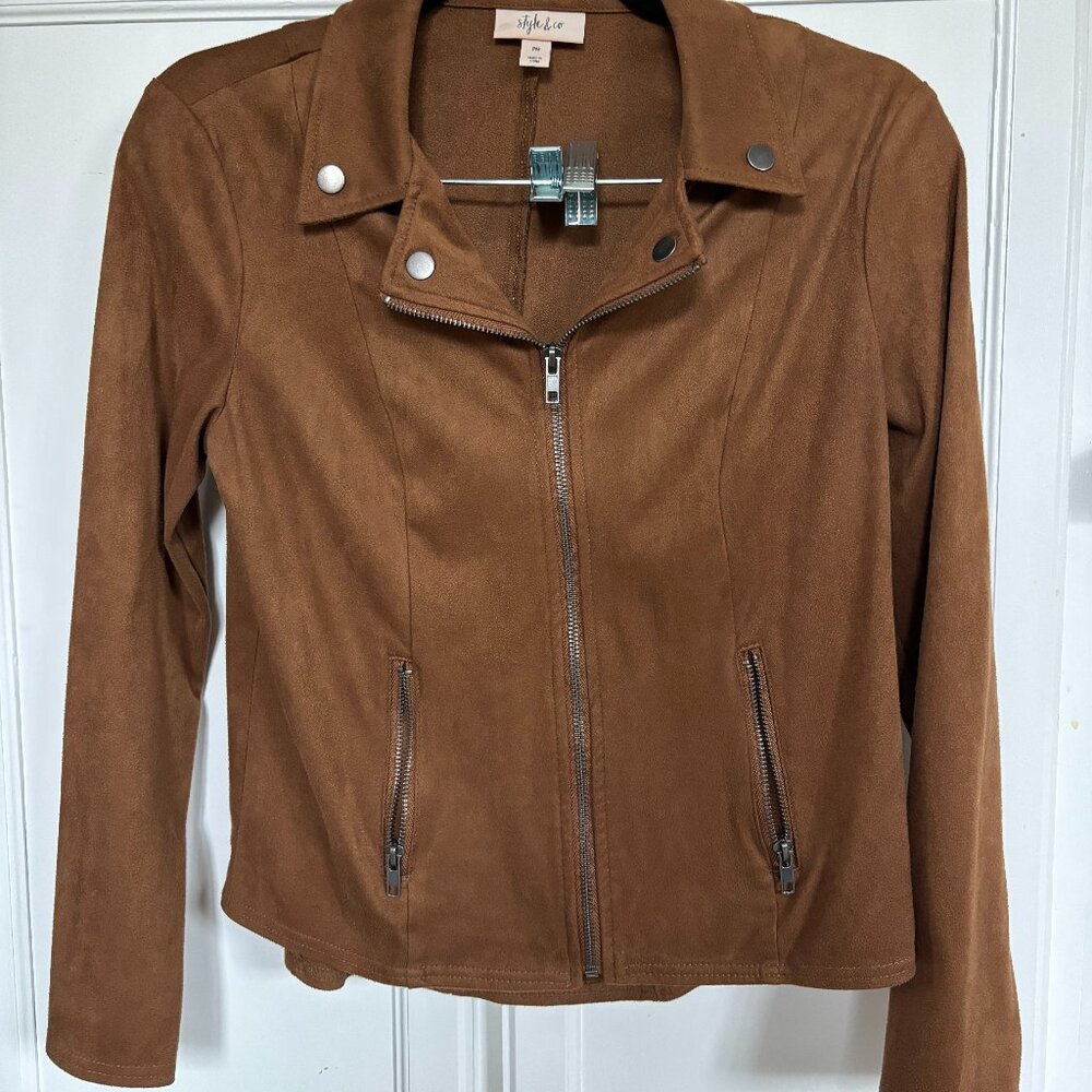 Faux Suede Style Jacket (Fitted) - Size Women's M (Petite)
